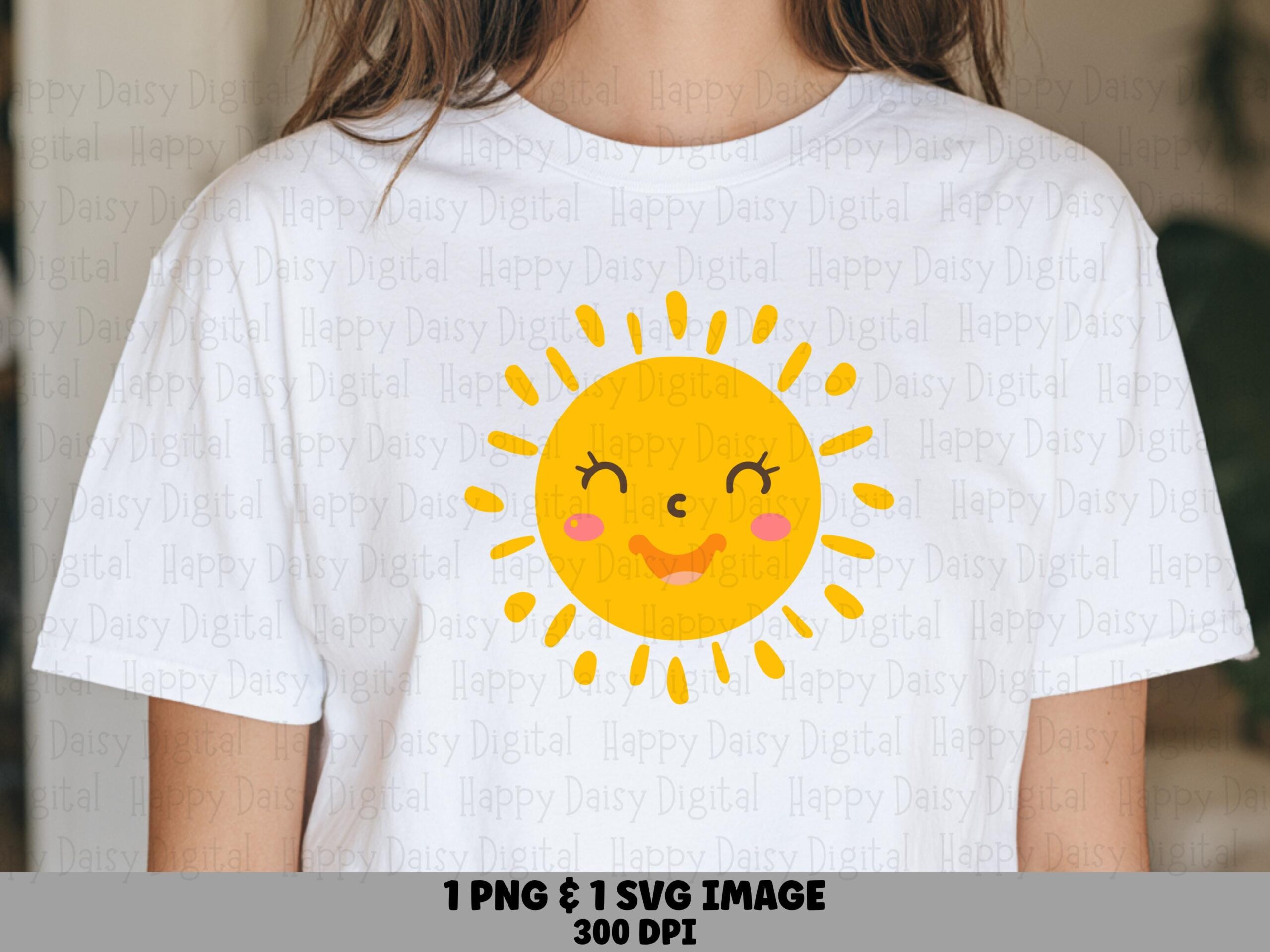 Happy Sun, Minimal Cute Face PNG SVG | Sublimation Digital File, 300 DPI, Commercial License, Print Ready