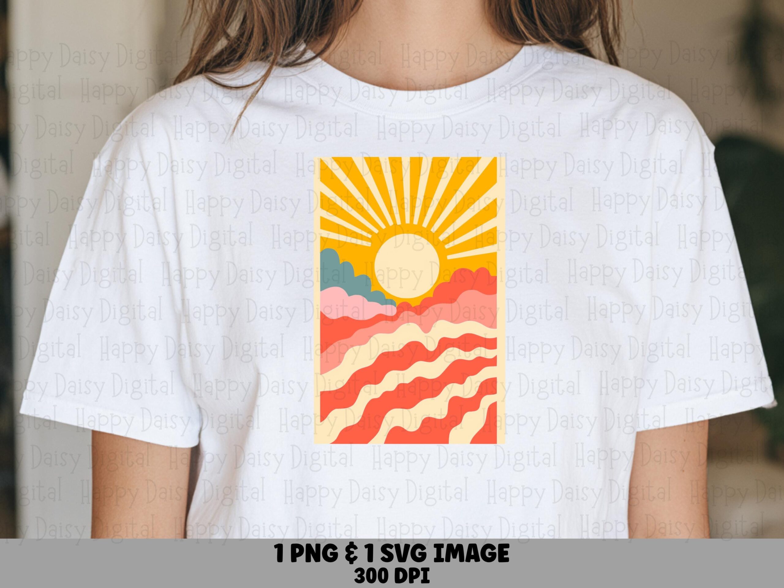 Retro Sunset, Boho Desert Sunrise PNG SVG Bundle | Sublimation, Commercial Use, 300 DPI Files