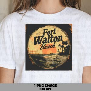 Fort Walton Beach, Vintage Circle Badge PNG | Sublimation Commercial Use, 300 DPI, Transparent Background