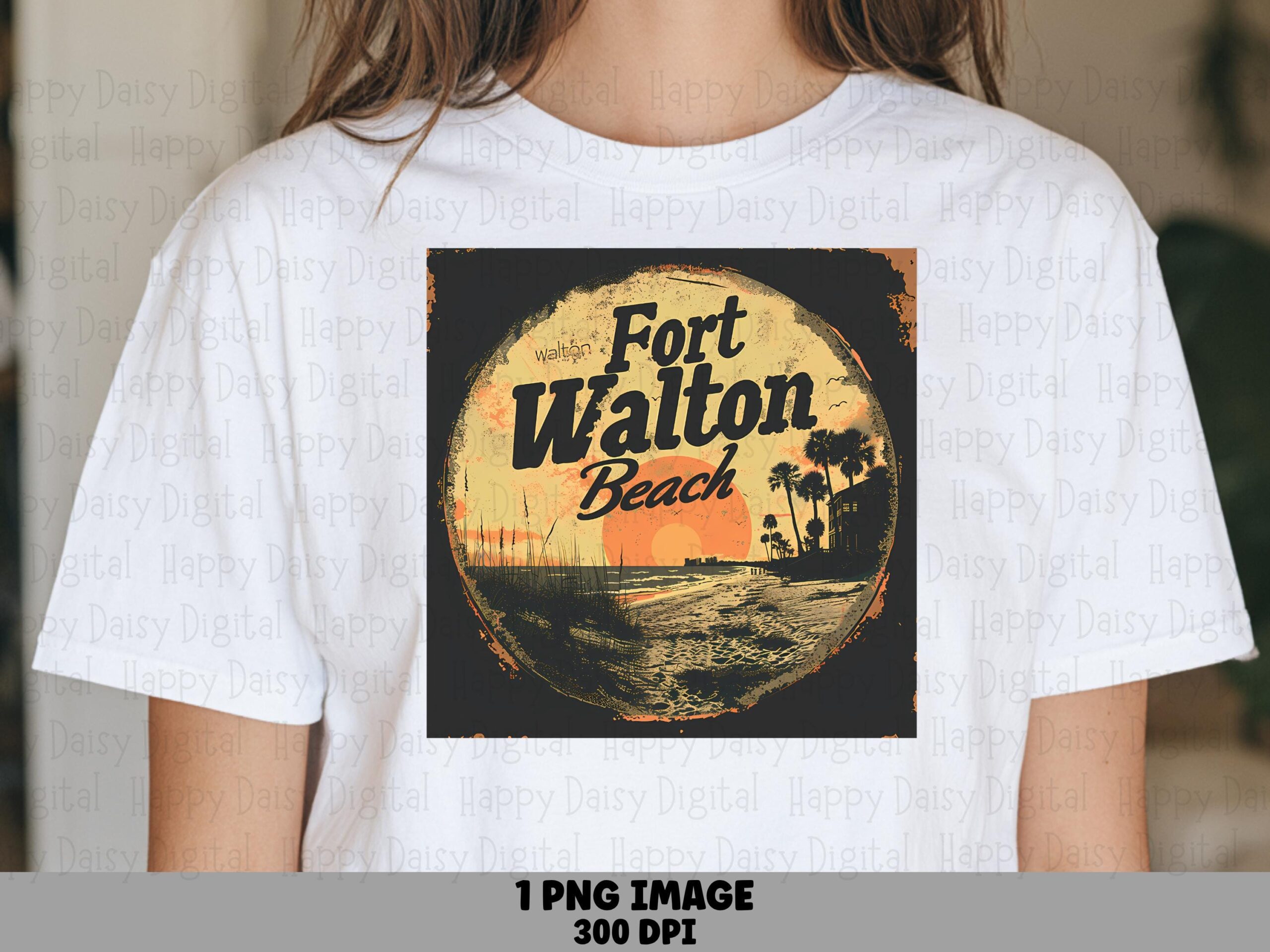 Fort Walton Beach, Vintage Circle Badge PNG | Sublimation Commercial Use, 300 DPI, Transparent Background
