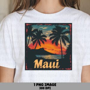 Maui Sunset Design, Palm Trees Clipart | PNG, Transparent 300 DPI | Commercial Use, Sublimation, For POD Sellers