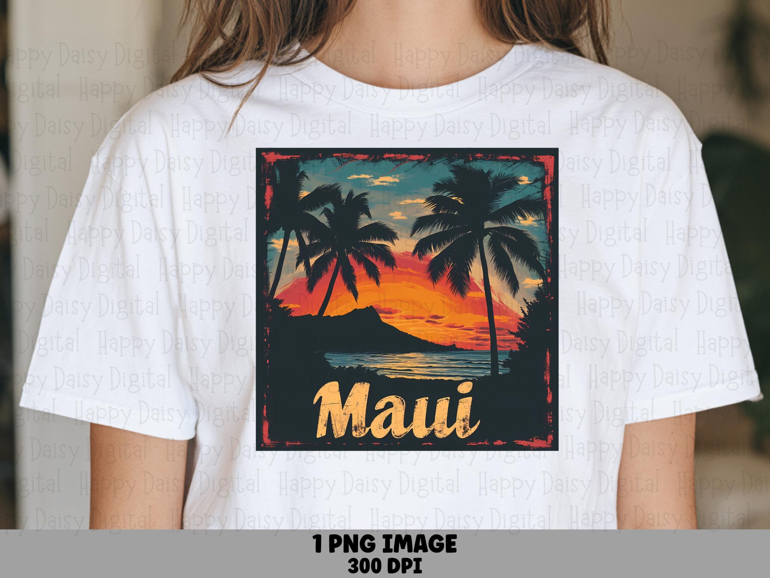 Maui Sunset Design, Palm Trees Clipart | PNG, Transparent 300 DPI | Commercial Use, Sublimation, For POD Sellers