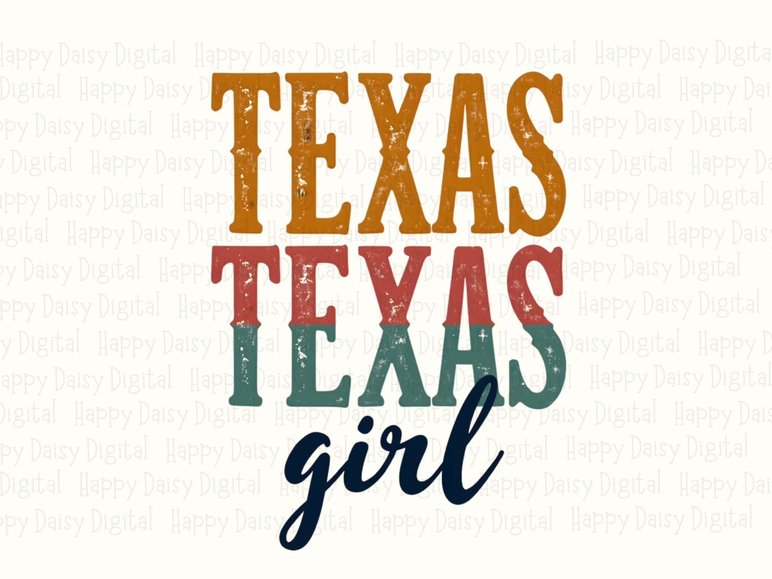 Texas Retro PNG, Stacked Distressed Girl Design | Sublimation File, Commercial Use | 300 DPI - Image 2