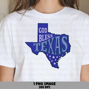 God Bless Texas, Blue Purple Silhouette PNG | Sublimation Commercial Use, Print-Ready 300 DPI - For POD Sellers