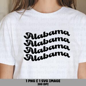 Alabama Retro PNG, Stacked Script Design, SVG File | Sublimation Ready, 300 DPI | Commercial Use License