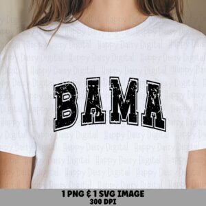 Bama Varsity PNG, Distressed Collegiate Design, SVG & Sublimation File | 300 DPI, Commercial Use