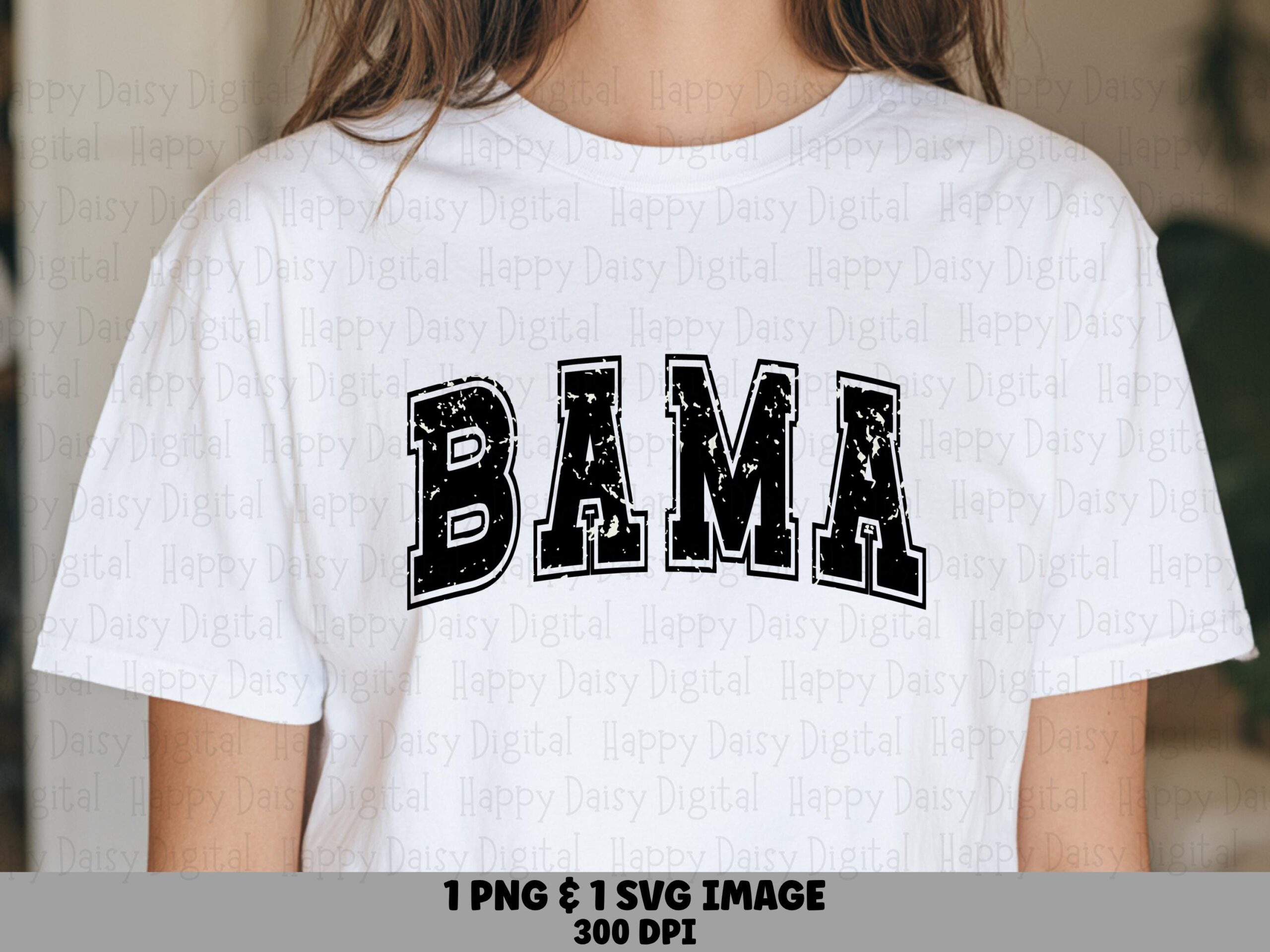 Bama Varsity PNG, Distressed Collegiate Design, SVG & Sublimation File | 300 DPI, Commercial Use