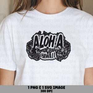 Aloha Hawaii PNG, Tropical Hibiscus Badge Clipart | SVG Sublimation File | 300 DPI, Commercial Use