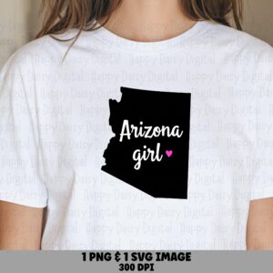 Arizona Girl PNG, State Silhouette Design - Sublimation Clipart | SVG Included, 300 DPI Commercial Use