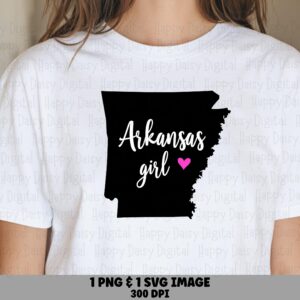 Arkansas Girl PNG, Cute State Silhouette Clipart | SVG File, Sublimation Ready, 300 DPI, Commercial Use, For Cricut