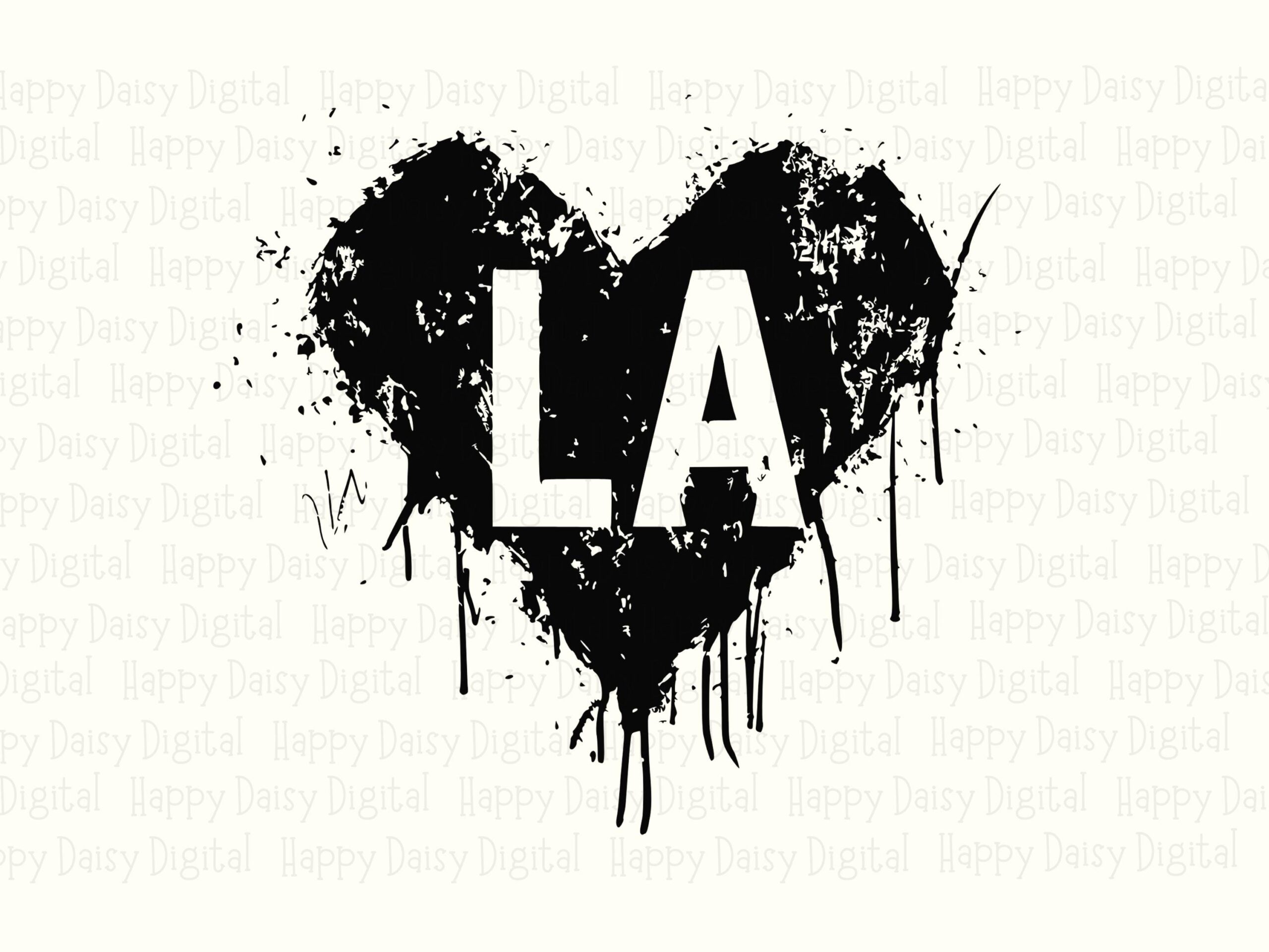 La Grunge Png, Distressed Heart Design Svg | LA Lettering Sublimation Clipart, Commercial Use, Print-Ready 300DPI - Image 2
