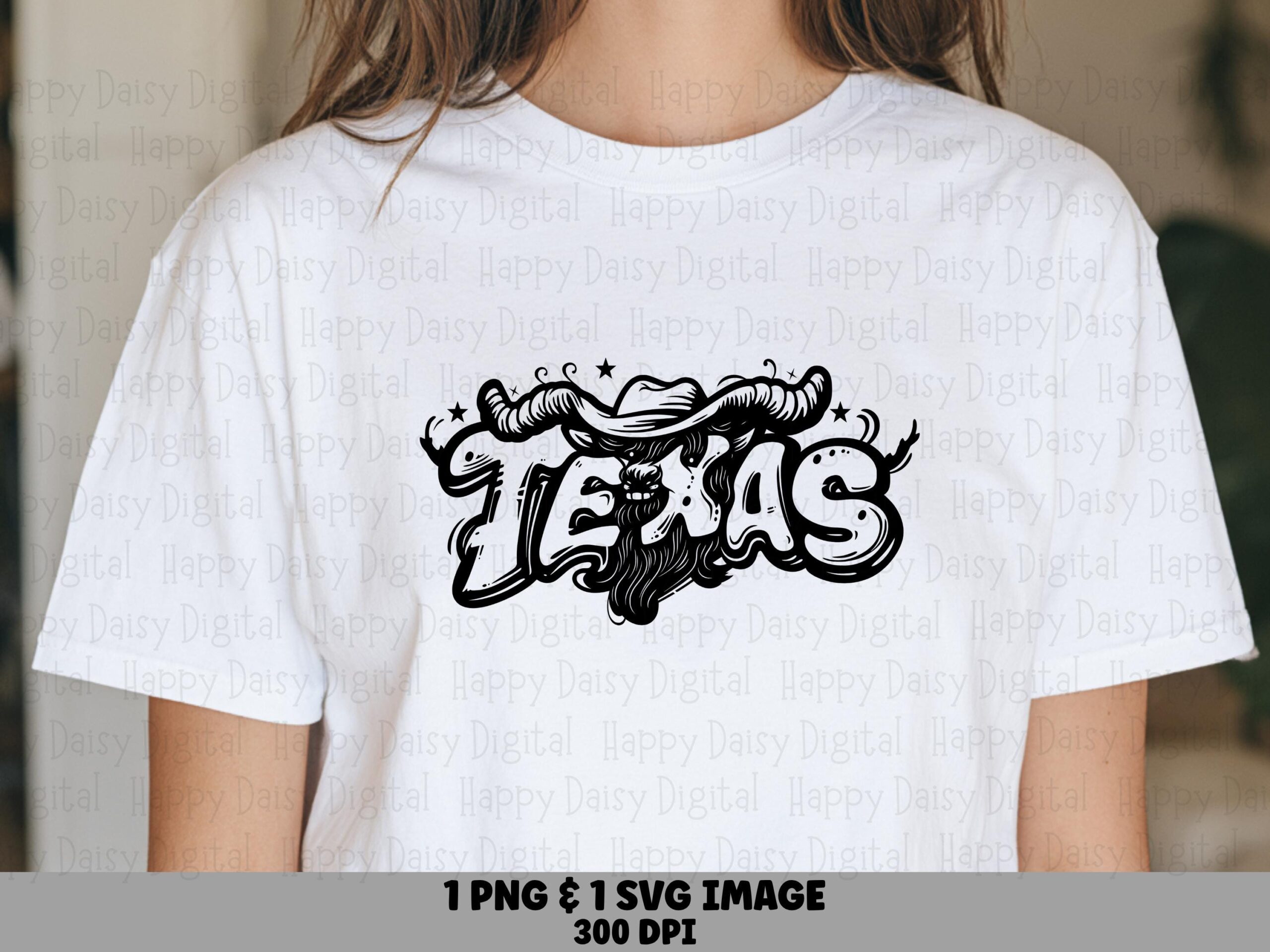 Texas Longhorn PNG, Graffiti Skull Artwork | SVG Included | Print-Ready 300 DPI, Commercial License