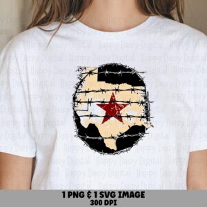 Texas Barbed Wire Star PNG SVG | Sublimation Commercial Use POD