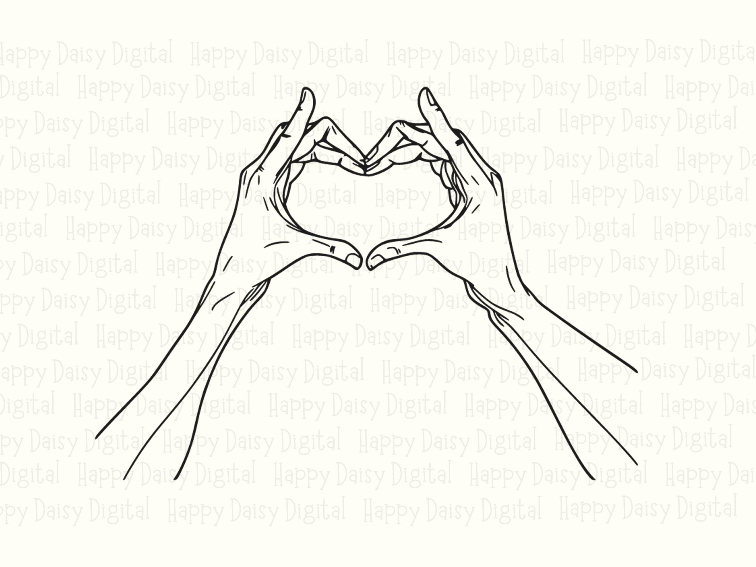 Hand Heart, Minimalist Line Art PNG SVG | Sublimation Design, Commercial License, 300 dpi - POD Sellers - Image 2