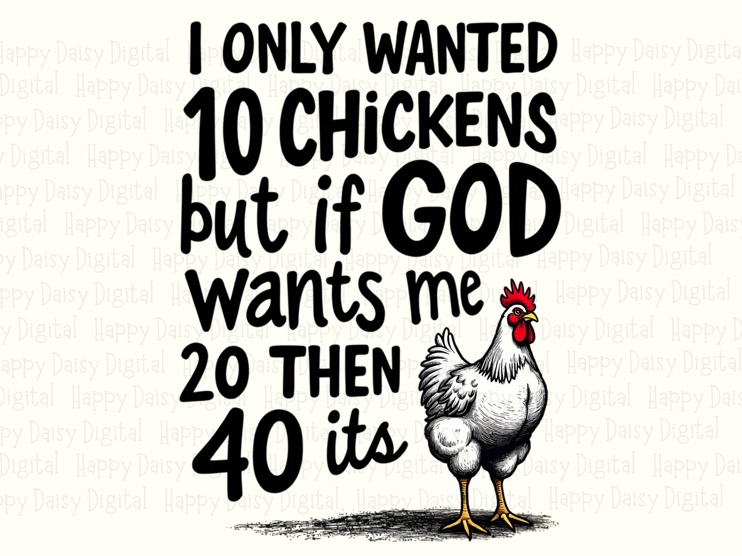 Chicken Quote PNG, Hand-Drawn Rooster Sublimation Design, For POD Sellers | Commercial License - 300 DPI - Image 2