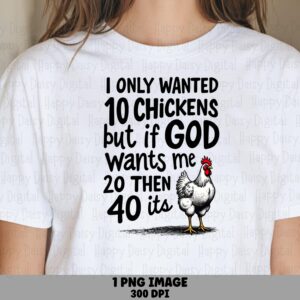Chicken Quote PNG, Hand-Drawn Rooster Sublimation Design, For POD Sellers | Commercial License - 300 DPI