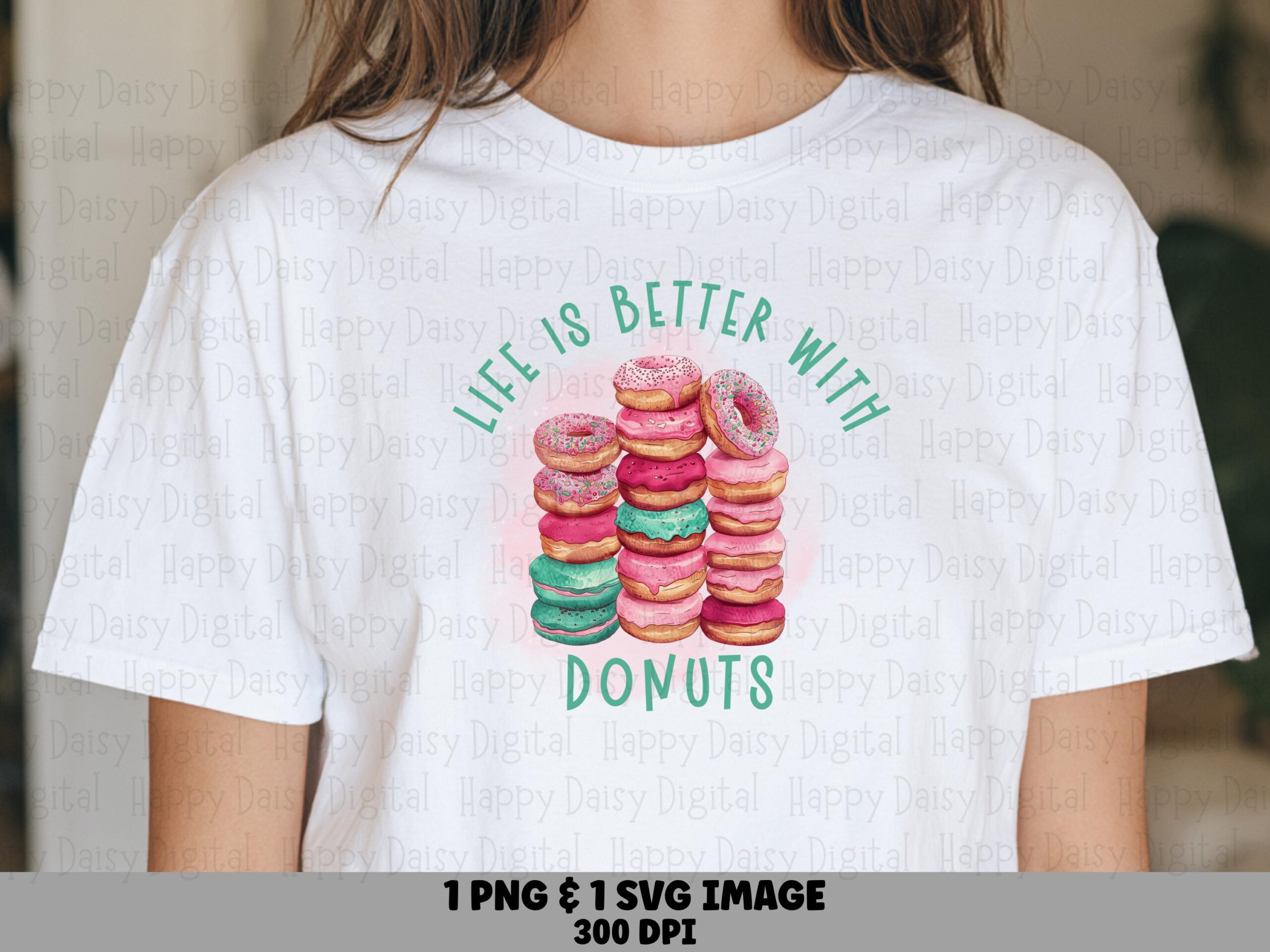 Life Better Donuts, Watercolor Pastry Stack Macaron PNG SVG | Sublimation Clipart | Commercial Use, POD 300DPI