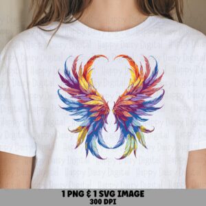 Angel Wings PNG SVG | Colorful Watercolor Feather Wings Sublimation Commercial Use POD