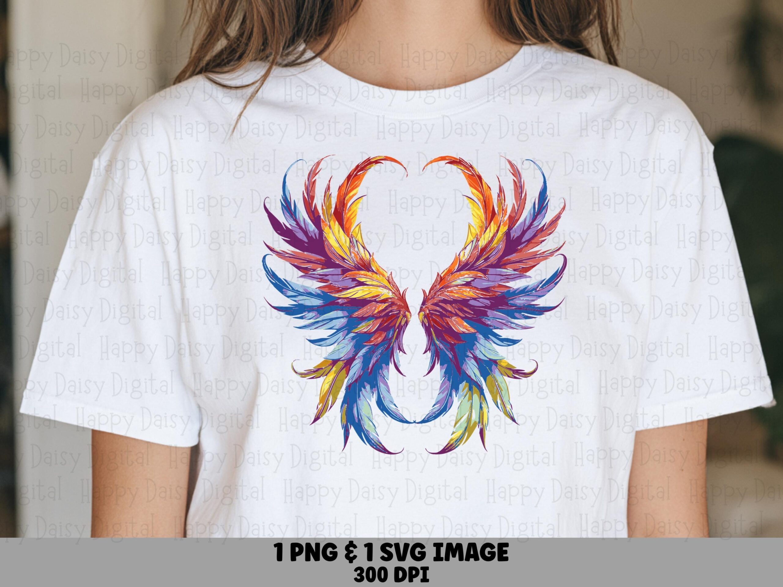 Angel Wings PNG SVG | Colorful Watercolor Feather Wings Sublimation Commercial Use POD