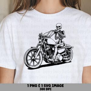 Skeleton Motorcycle PNG SVG | Biker Skeleton Design Sublimation Commercial Use POD
