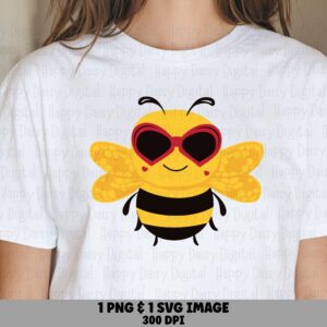 Bee In Heart Sunglasses PNG SVG | Sublimation Commercial Use POD
