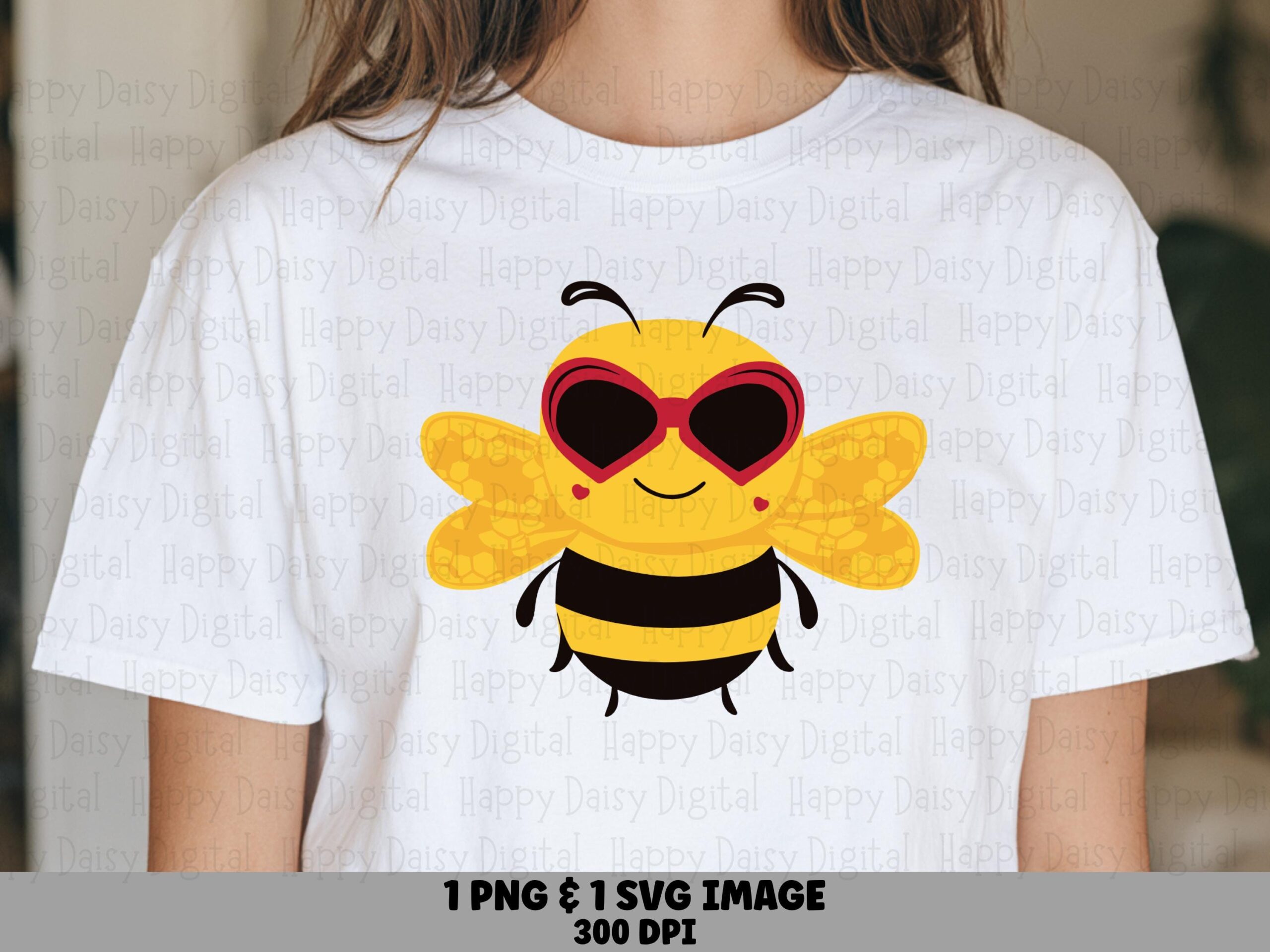 Bee In Heart Sunglasses PNG SVG | Sublimation Commercial Use POD