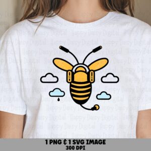 Bee With Headphones PNG SVG | Sublimation Commercial Use POD