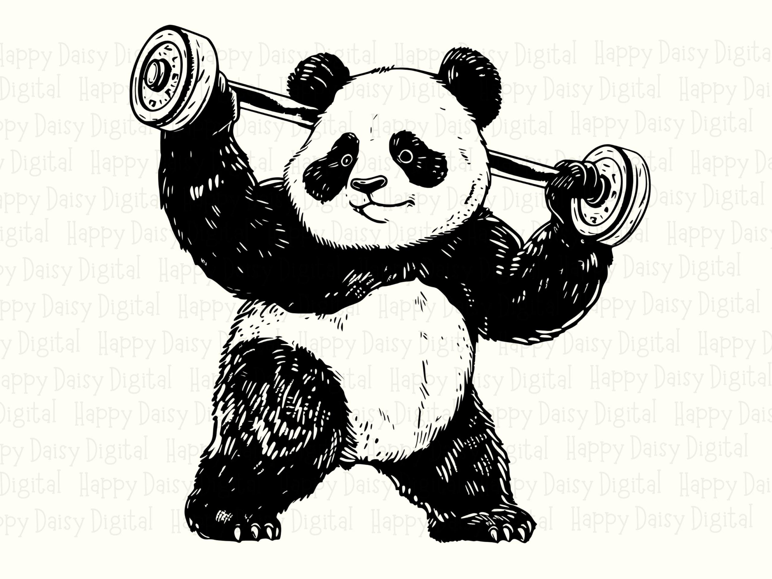 Panda Lifting Barbell PNG SVG | Sublimation Commercial Use POD - Image 2