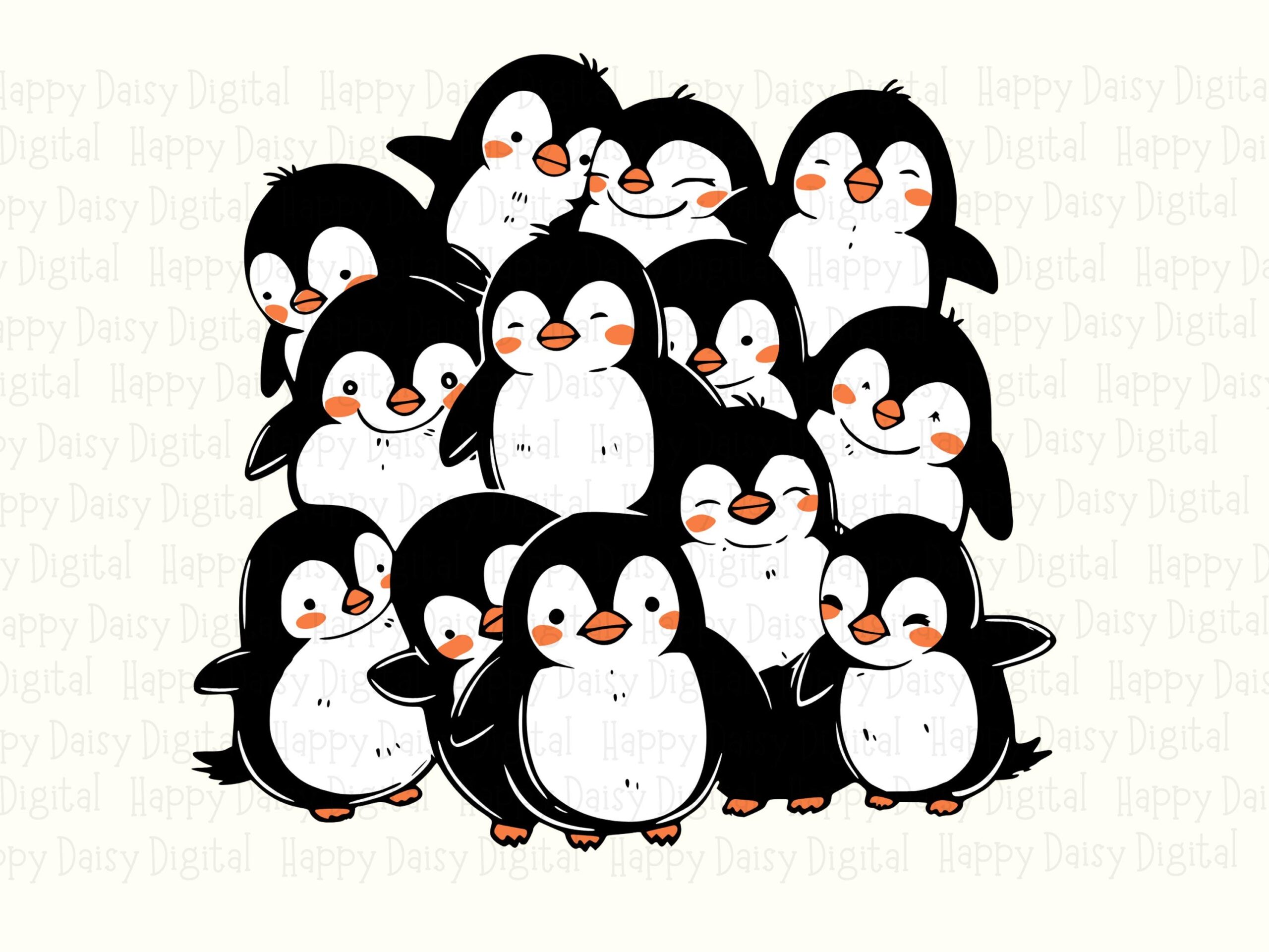Cluster Of Cute Penguins PNG SVG | Sublimation Commercial Use POD - Image 2