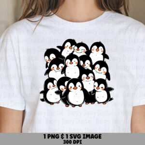 Cluster Of Cute Penguins PNG SVG | Sublimation Commercial Use POD