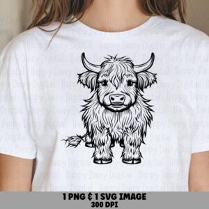 Highland Cow Full Body PNG SVG | Sublimation Commercial Use POD