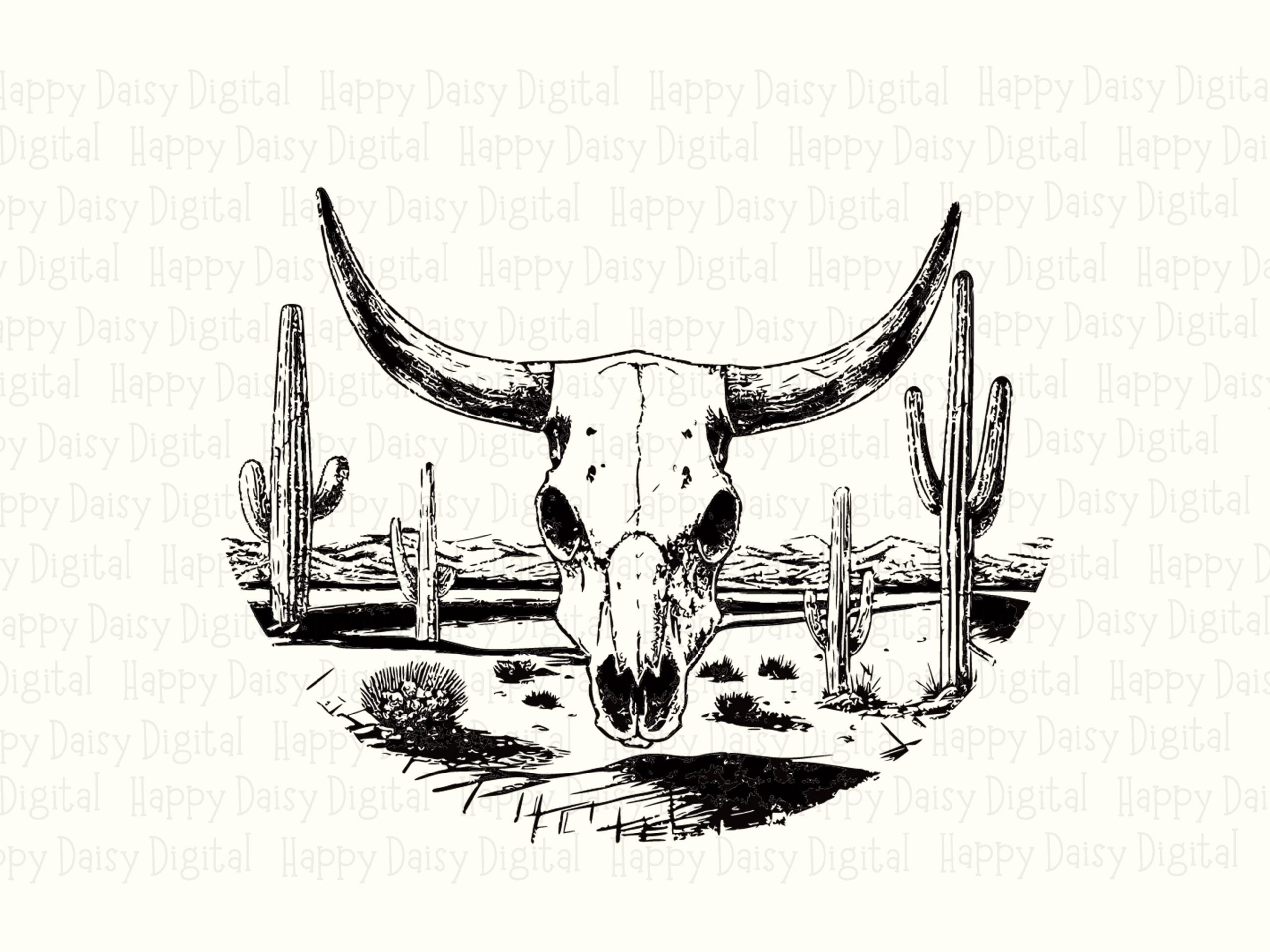 Western Bull Skull PNG SVG | Sublimation Commercial Use POD - Image 2