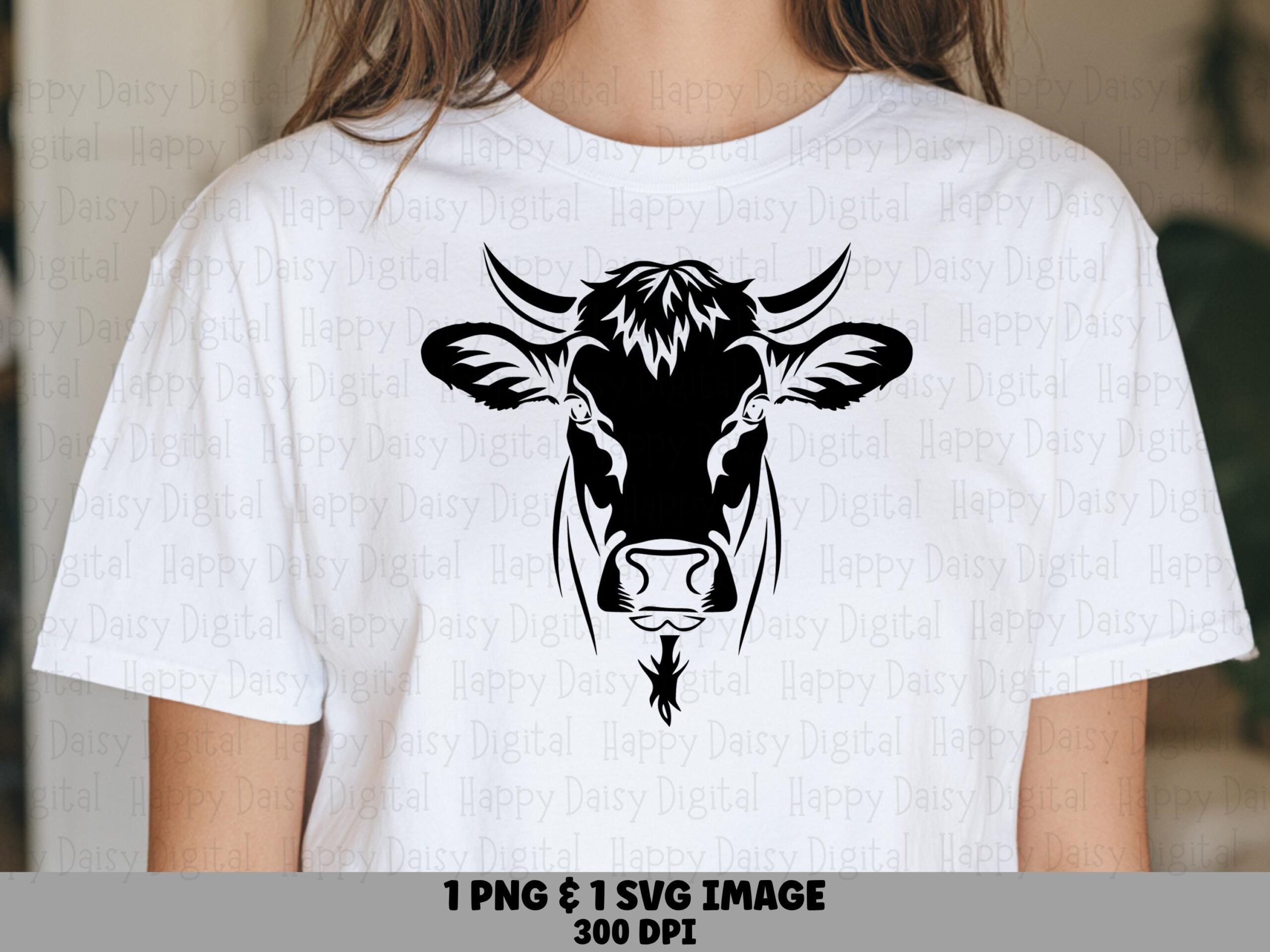 Bold Cow Face Silhouette PNG SVG | Sublimation Commercial Use POD