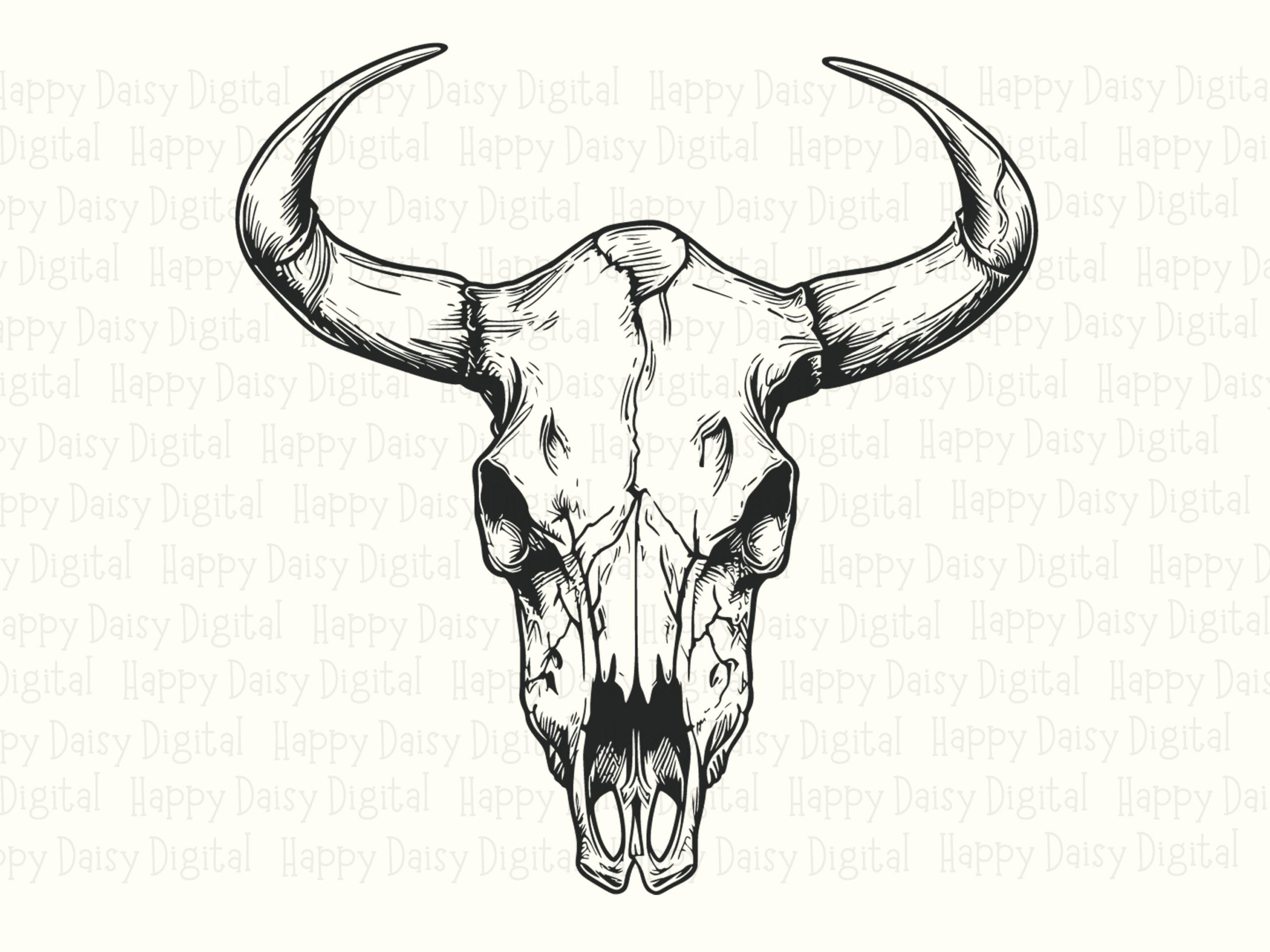 Symmetric Bull Skull PNG SVG | Sublimation Commercial Use POD - Image 2