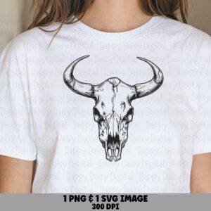 Symmetric Bull Skull PNG SVG | Sublimation Commercial Use POD