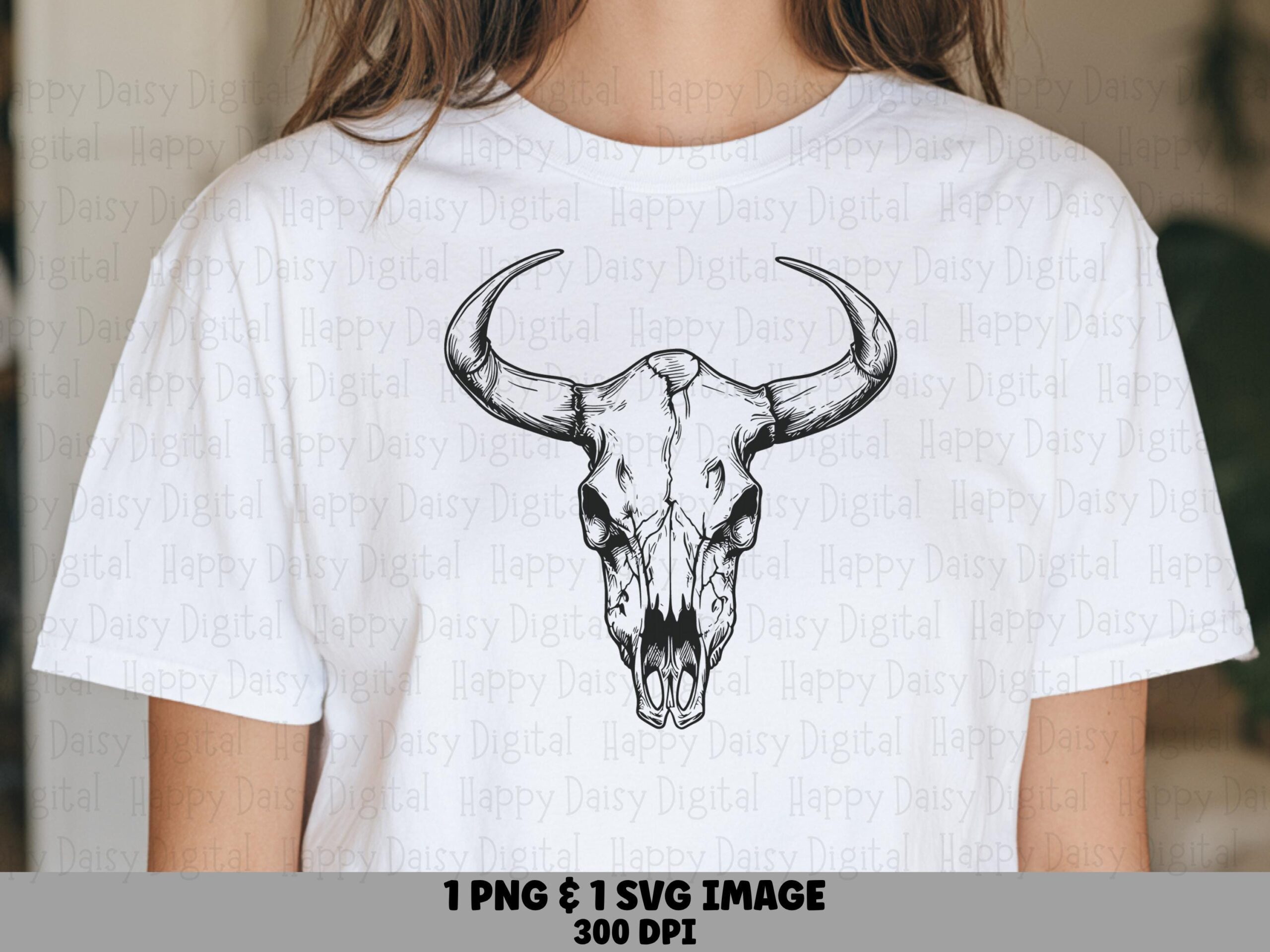 Symmetric Bull Skull PNG SVG | Sublimation Commercial Use POD