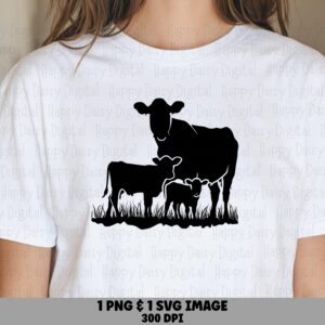 Cow Family Silhouette PNG SVG | Sublimation Commercial Use POD