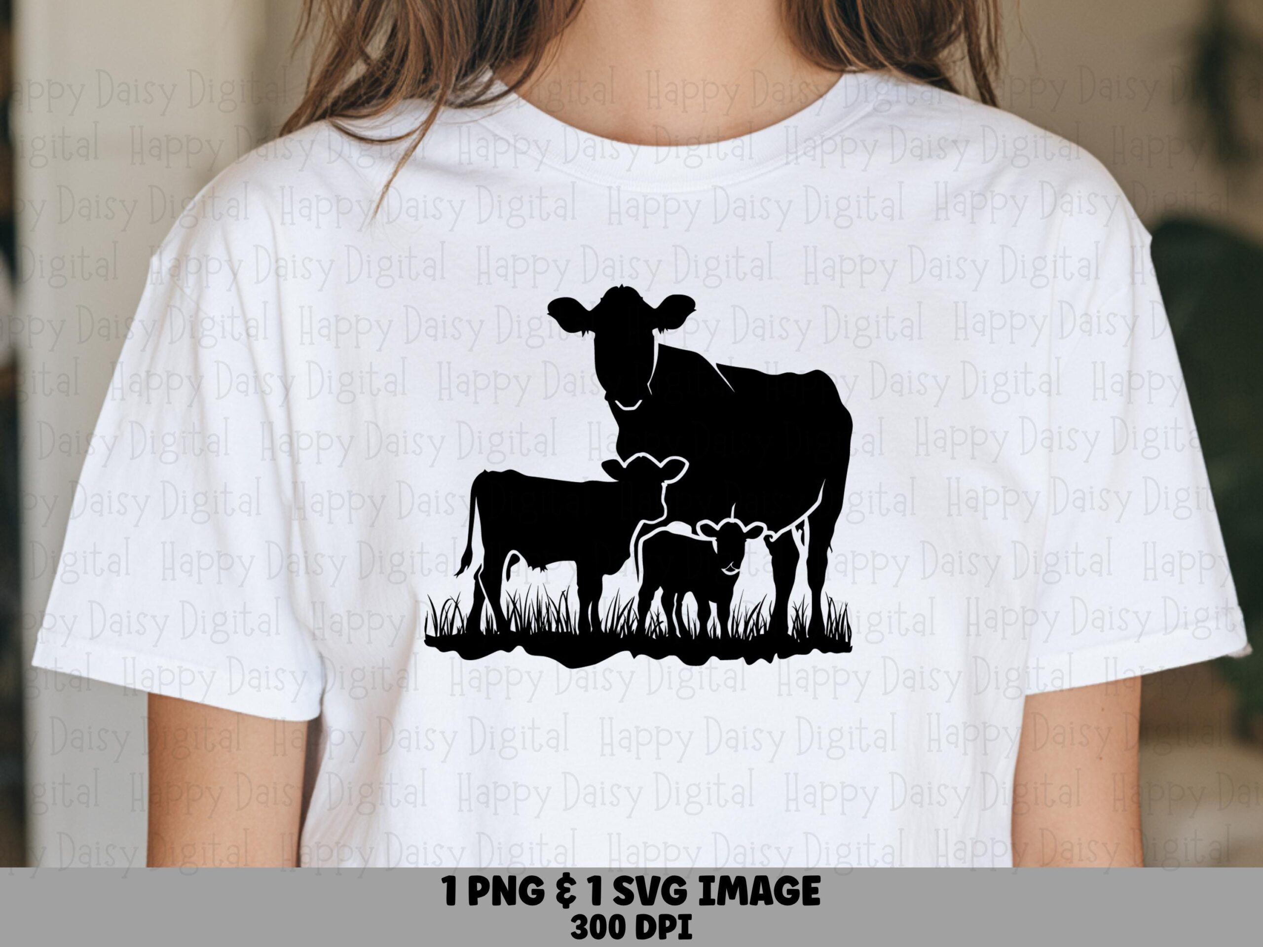Cow Family Silhouette PNG SVG | Sublimation Commercial Use POD