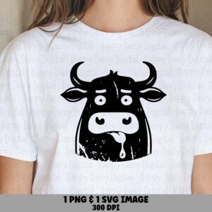 Grumpy Cow Face Sketchy PNG SVG | Sublimation Commercial Use POD