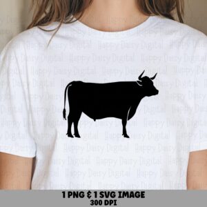 Bull Side Silhouette PNG SVG | Sublimation Commercial Use POD
