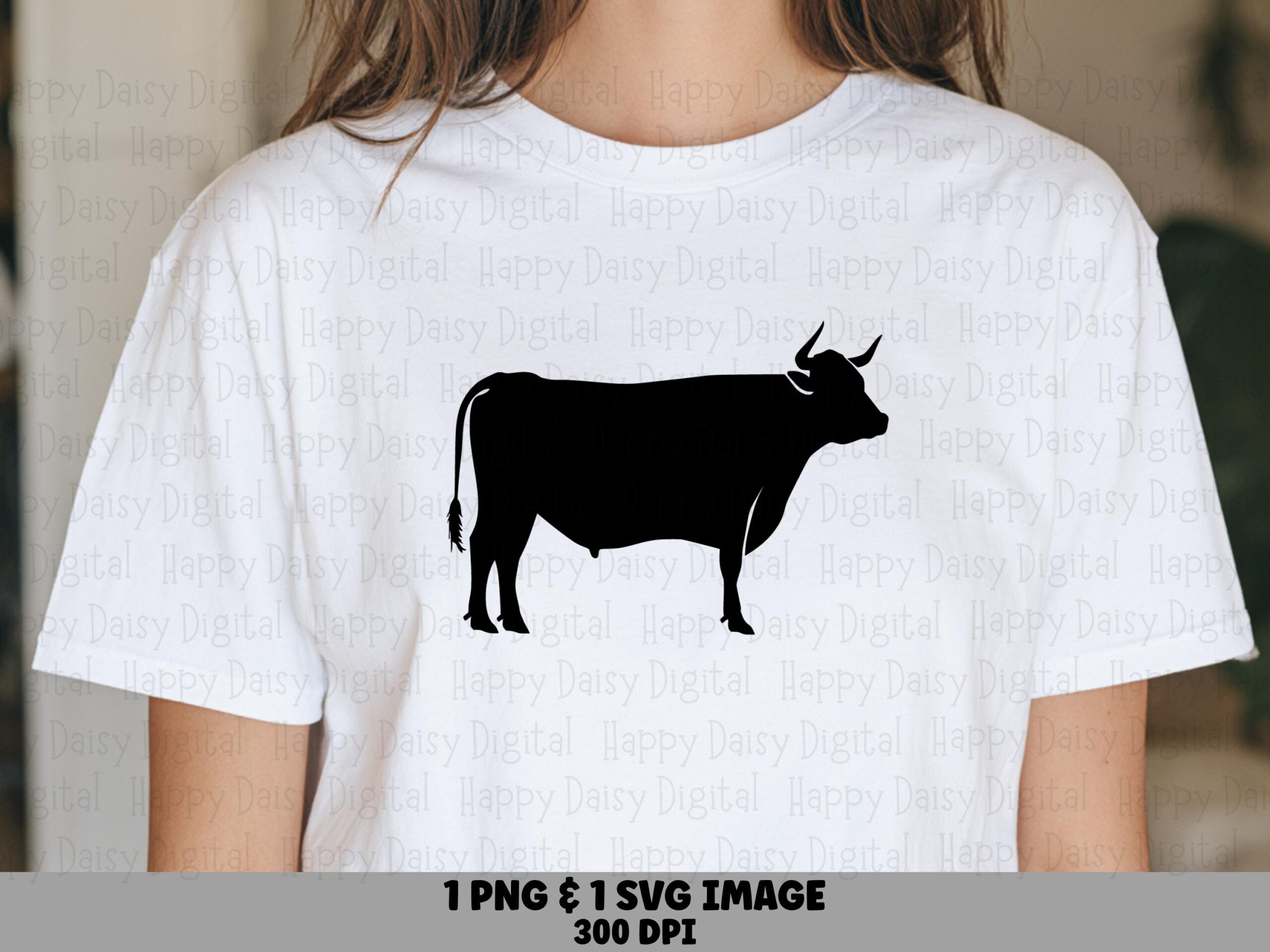 Bull Side Silhouette PNG SVG | Sublimation Commercial Use POD