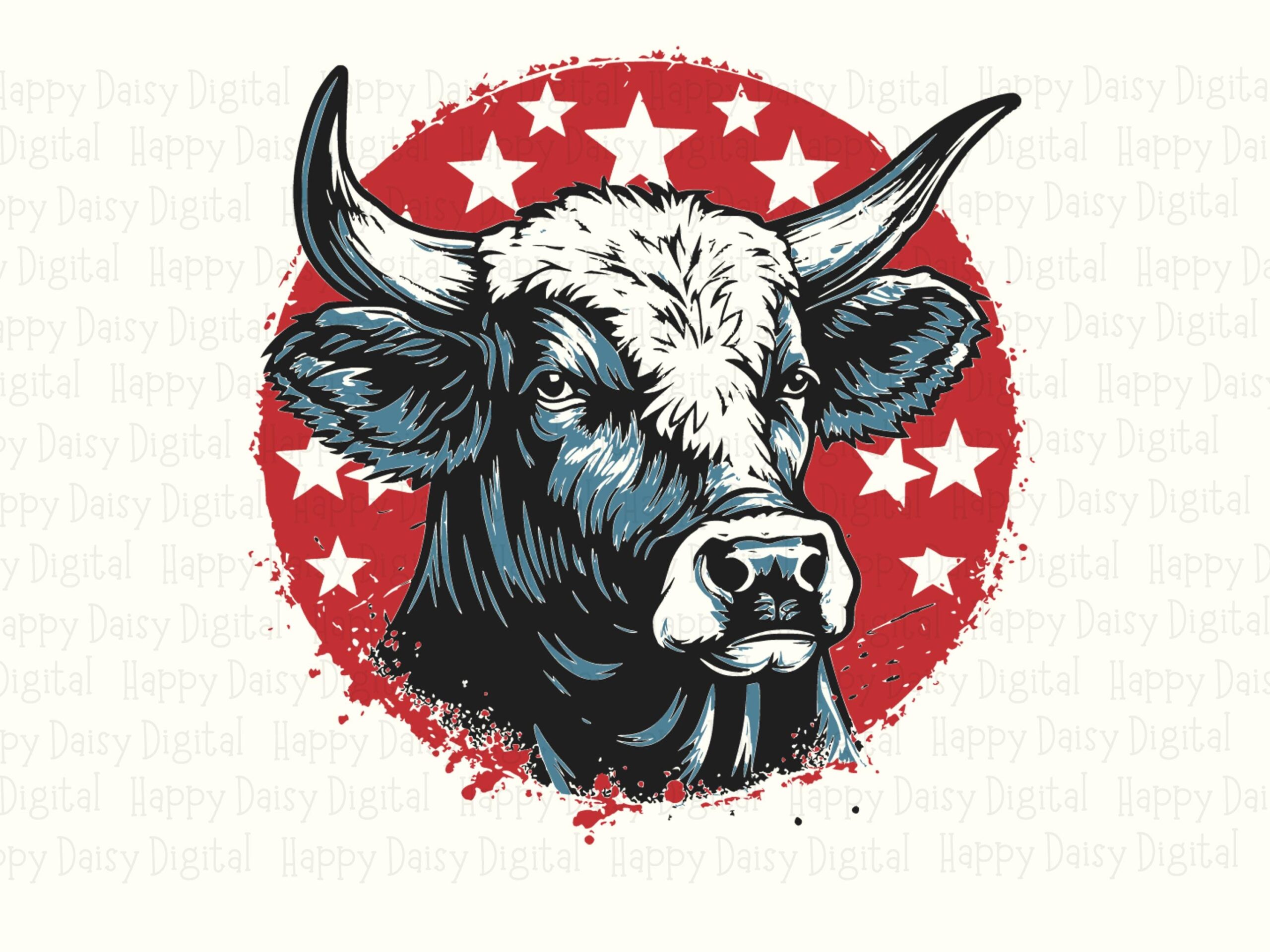 Patriotic Longhorn Bull PNG SVG | Sublimation Commercial Use POD - Image 2