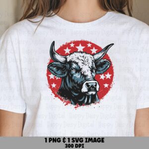Patriotic Longhorn Bull PNG SVG | Sublimation Commercial Use POD