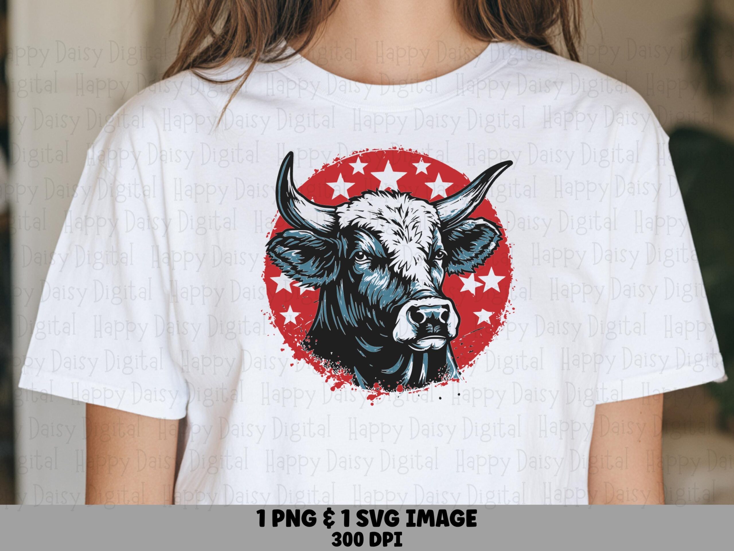 Patriotic Longhorn Bull PNG SVG | Sublimation Commercial Use POD
