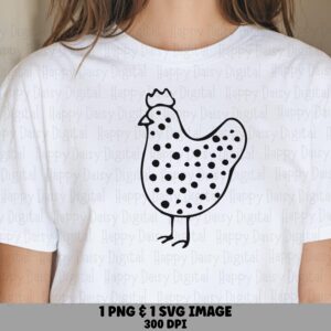 Spotted Hen Outline PNG SVG | Sublimation Commercial Use POD