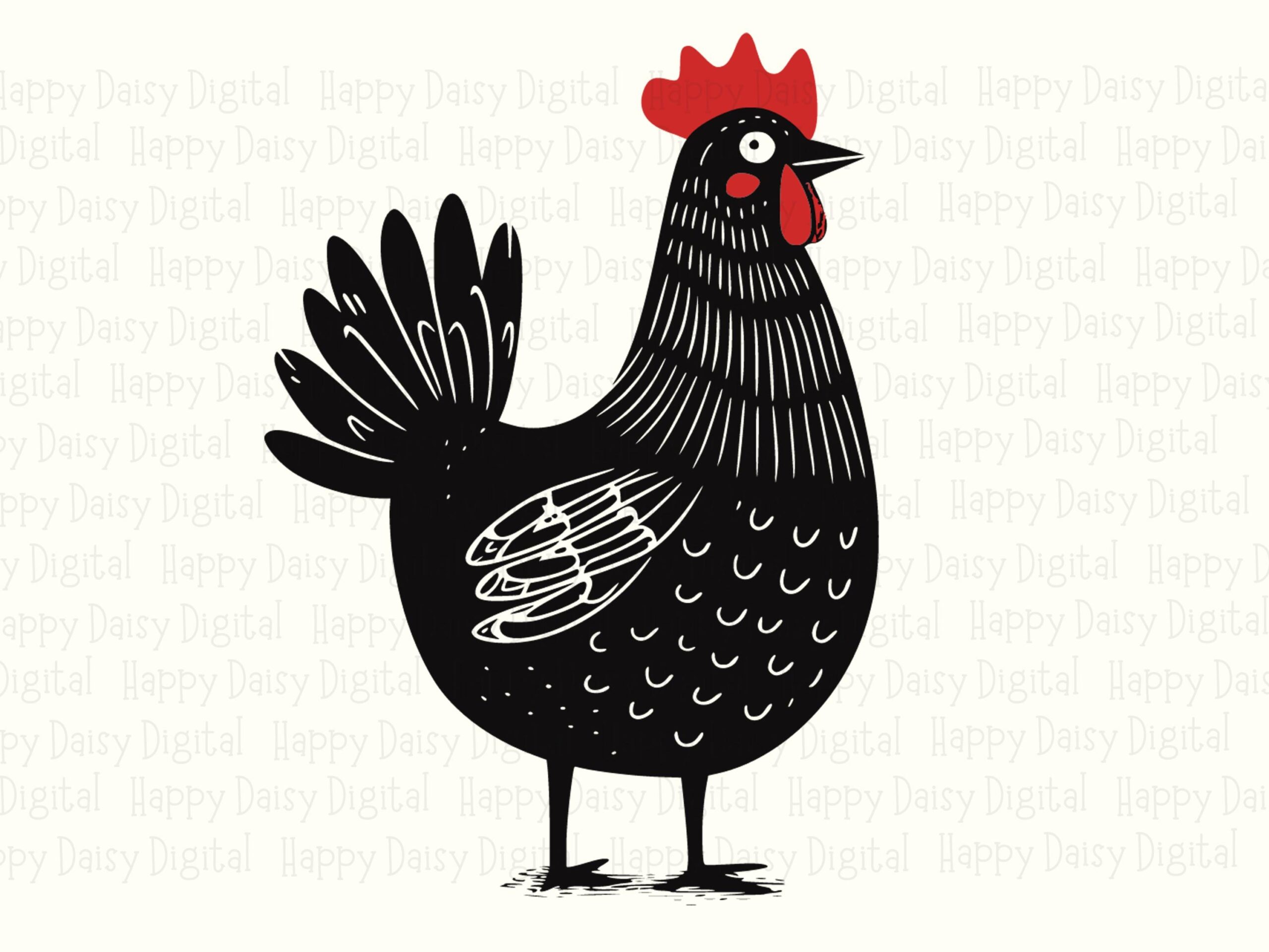 Black Hen Scratchboard PNG SVG | Sublimation Commercial Use POD - Image 2
