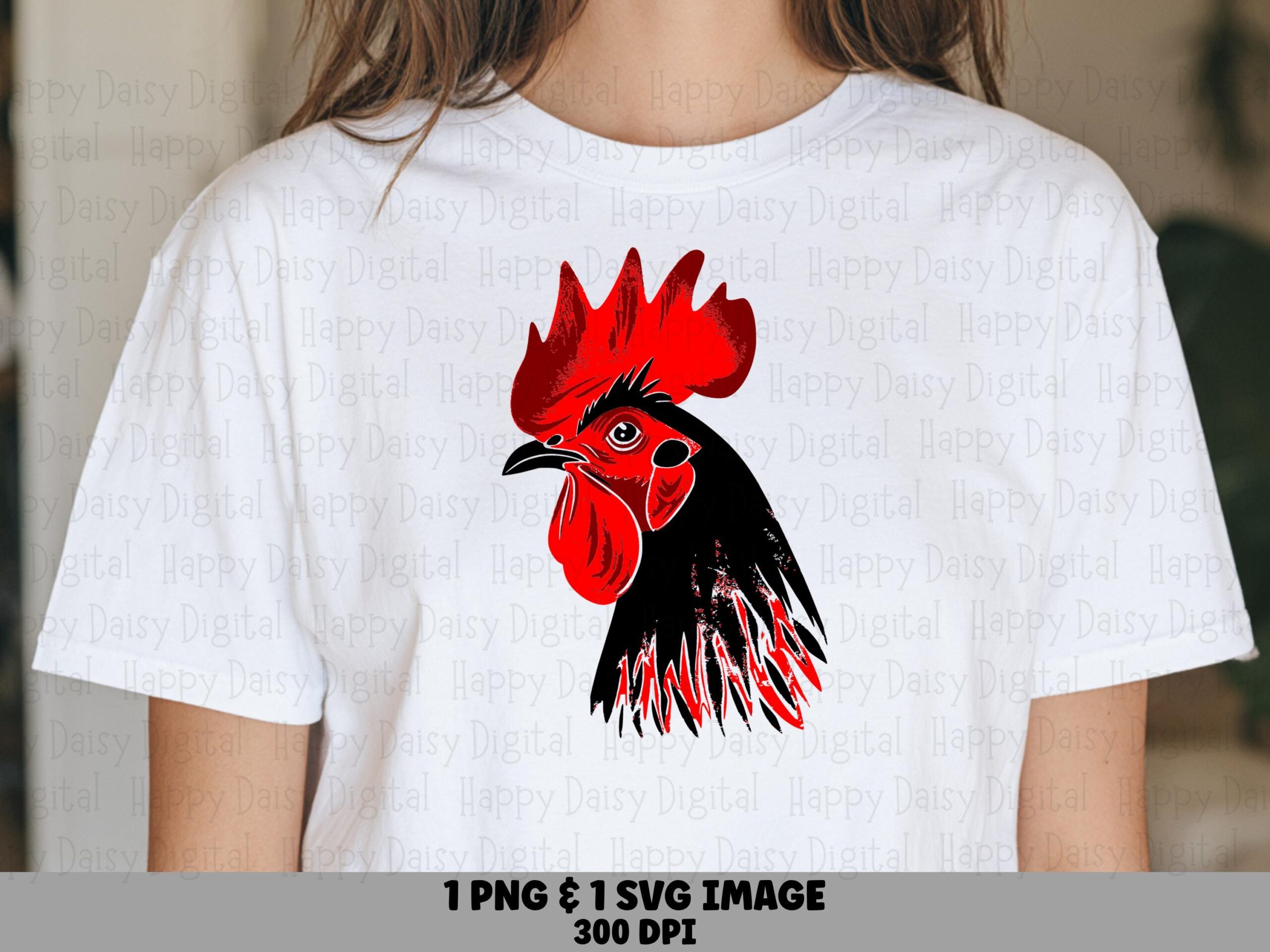 Grunge Rooster Head PNG SVG | Sublimation Commercial Use POD