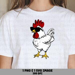 Rooster In Sunglasses PNG SVG | Sublimation Commercial Use POD
