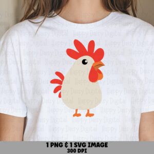Simple Flat Rooster PNG SVG | Sublimation Commercial Use POD