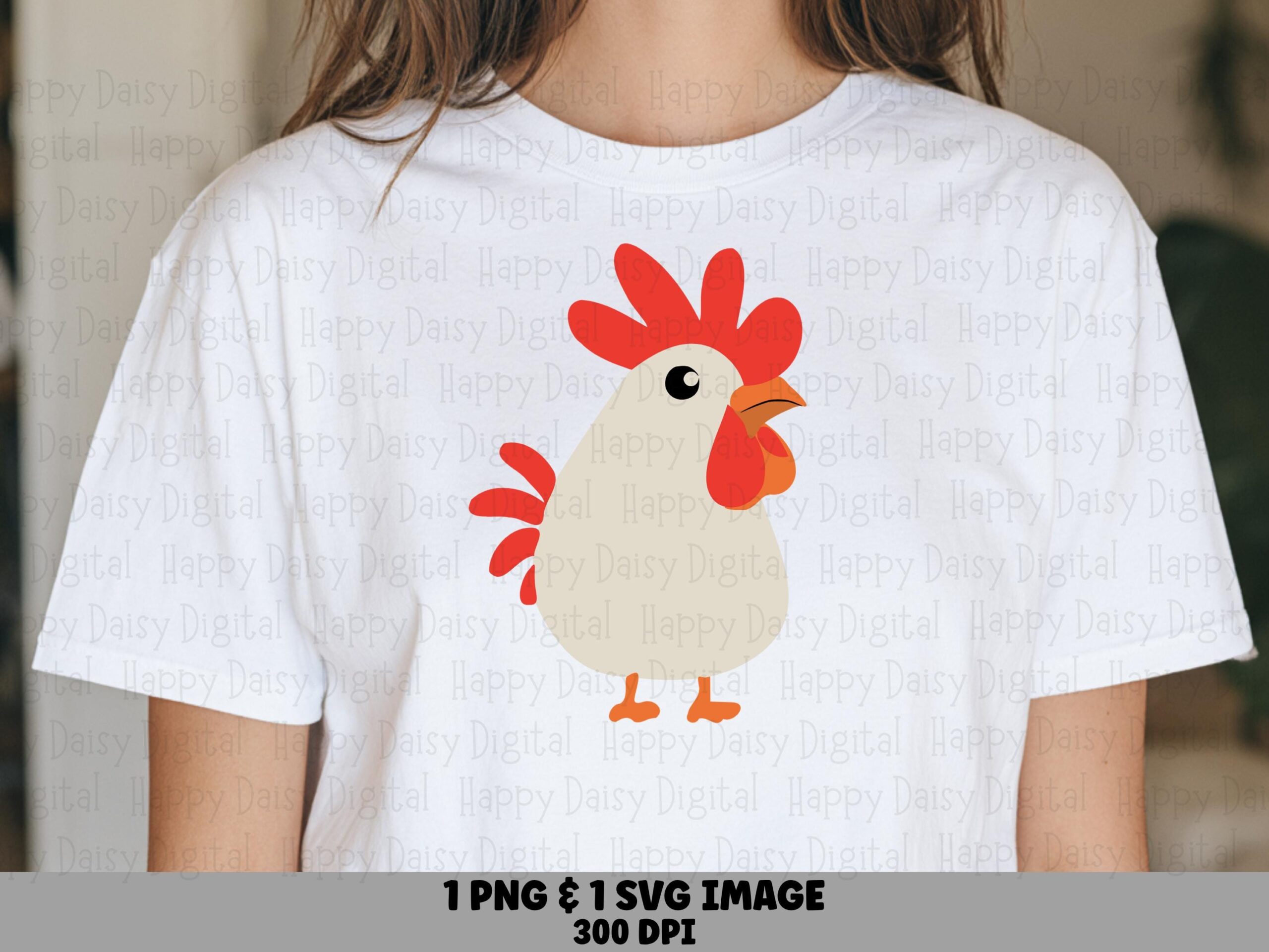Simple Flat Rooster PNG SVG | Sublimation Commercial Use POD